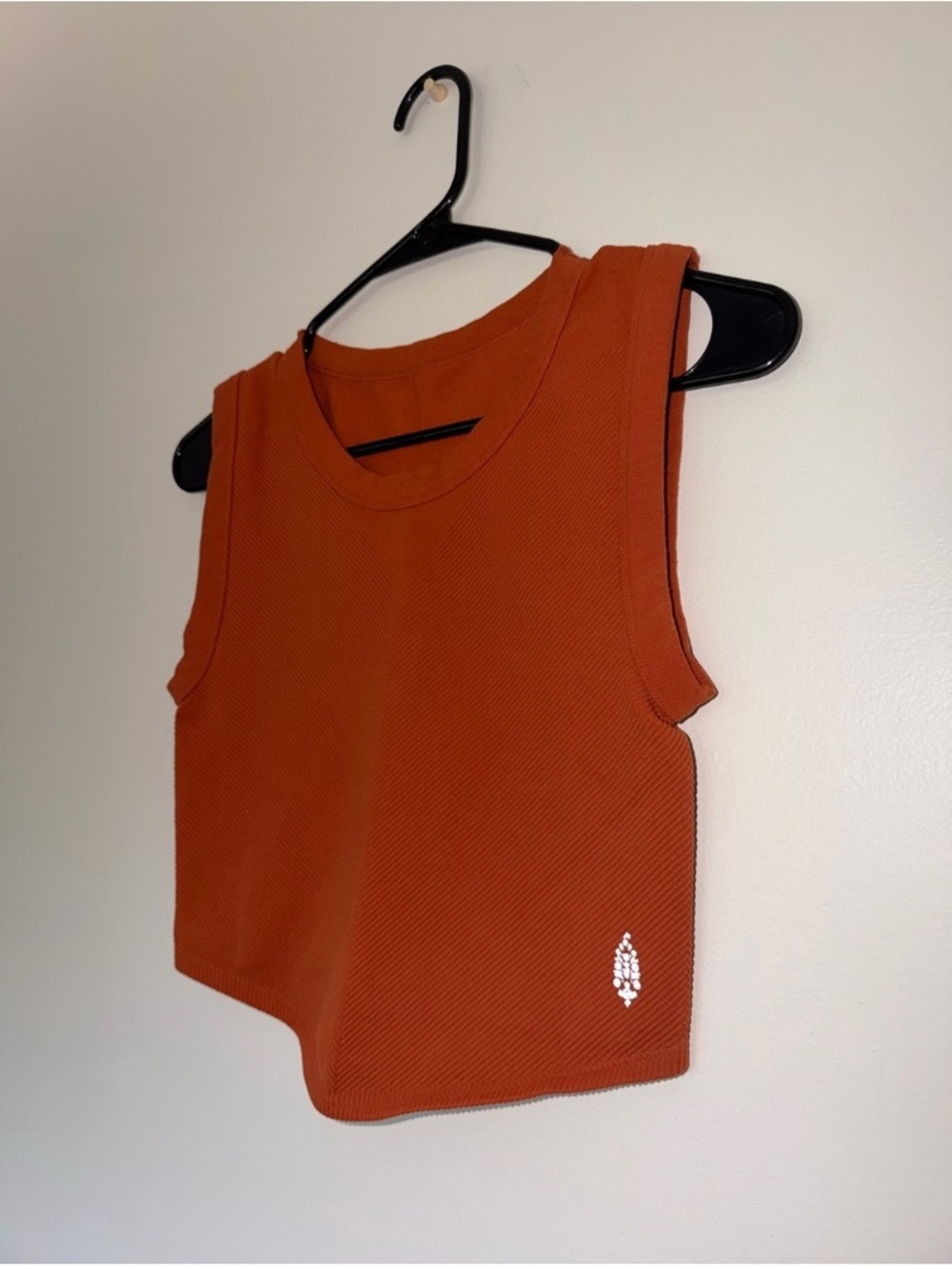 Cropped Ribbed Tank Top in Rust Orange